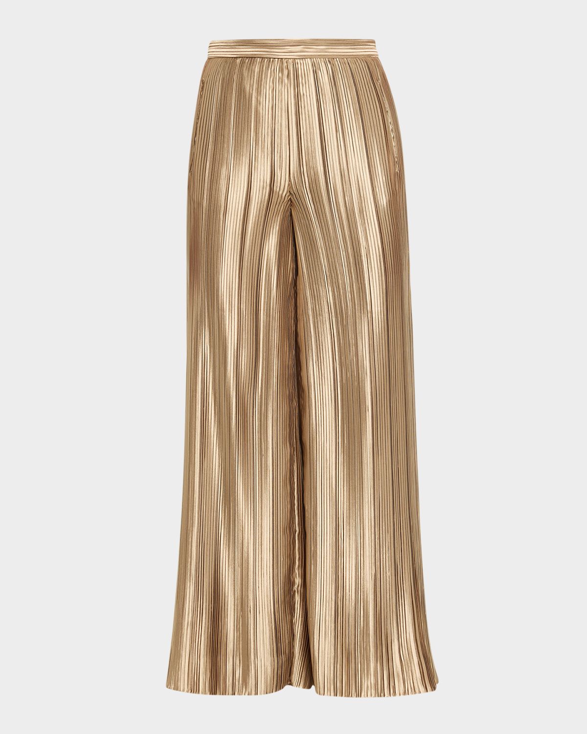 Giorgio Armani Metallic Plisse Satin Wide-Leg Pants