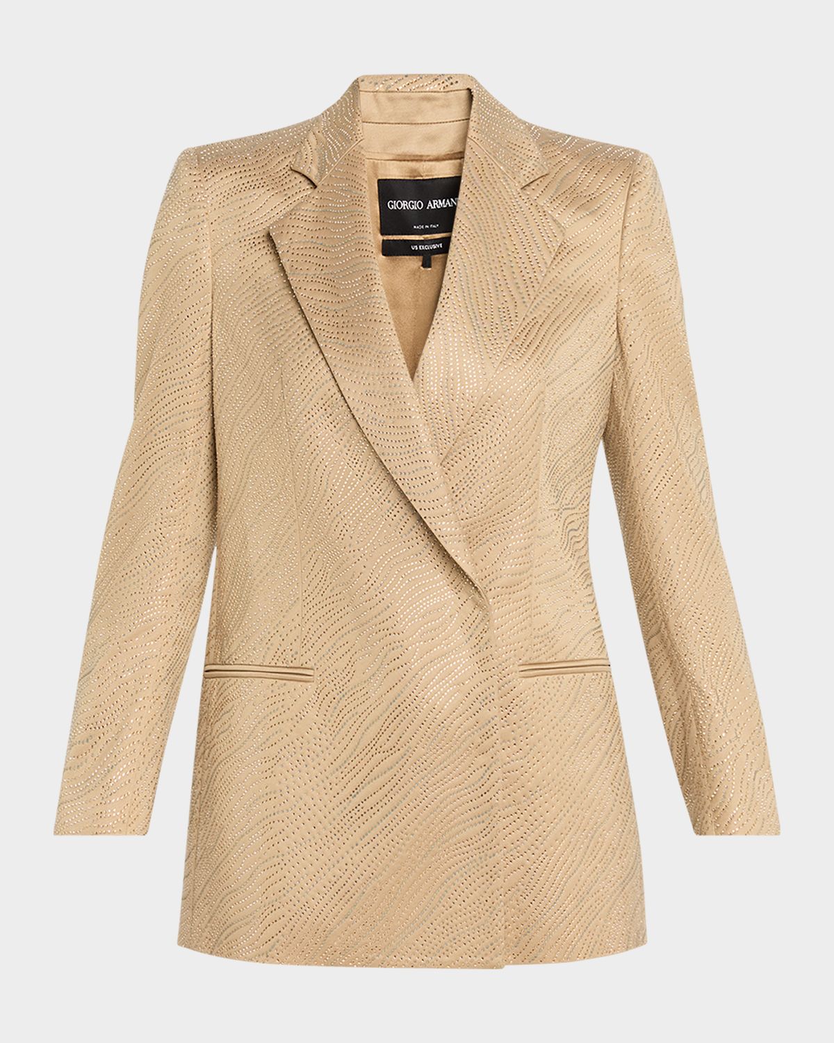 Giorgio Armani Embellished Satin Double-Breasted Jacket