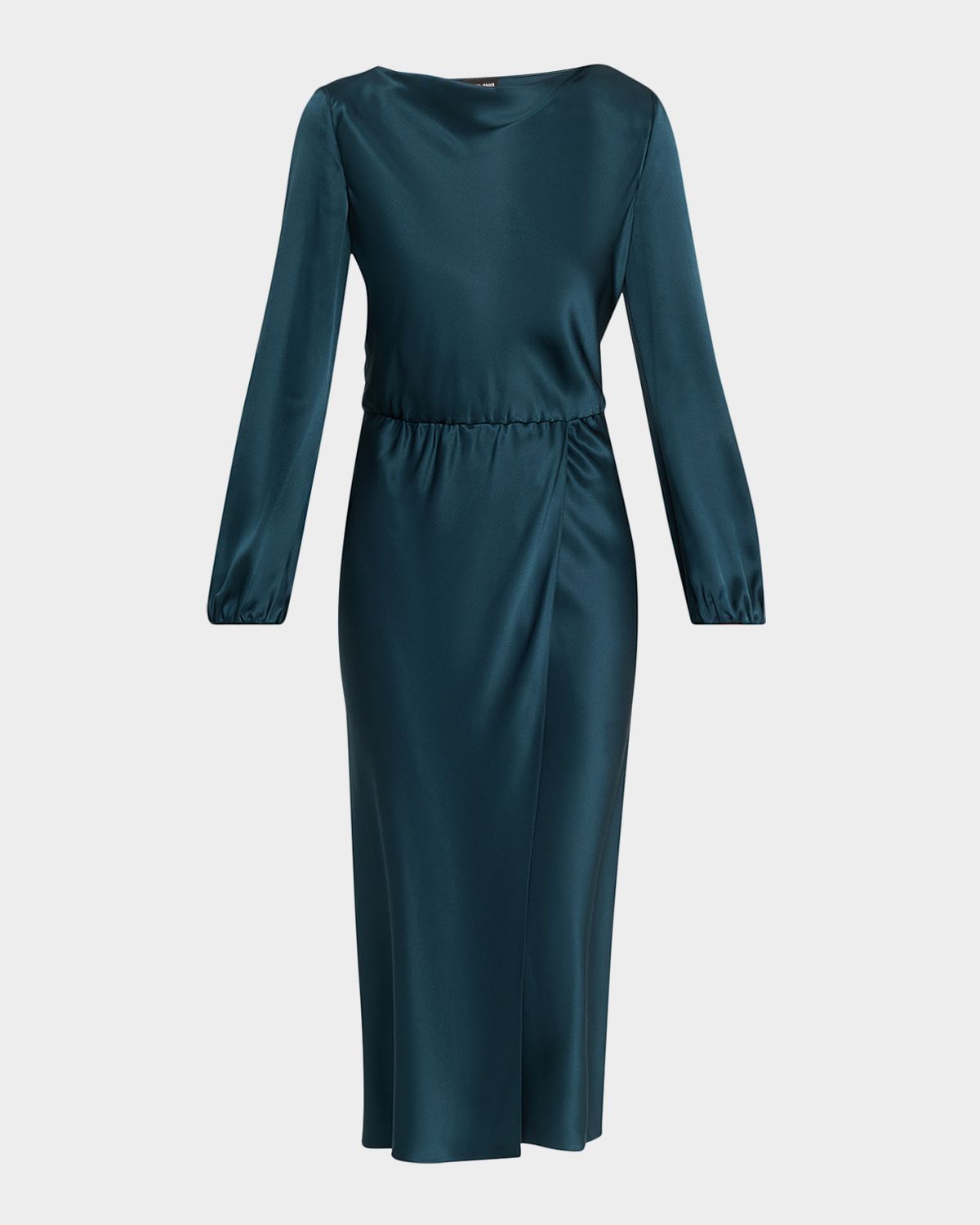 Giorgio Armani High-Neck Long-Sleeve Satin Midi Dress | Thumbnail 6 Giorgio Armani High-Neck Long-Sleeve Satin Midi Dress | Thumbnail 6