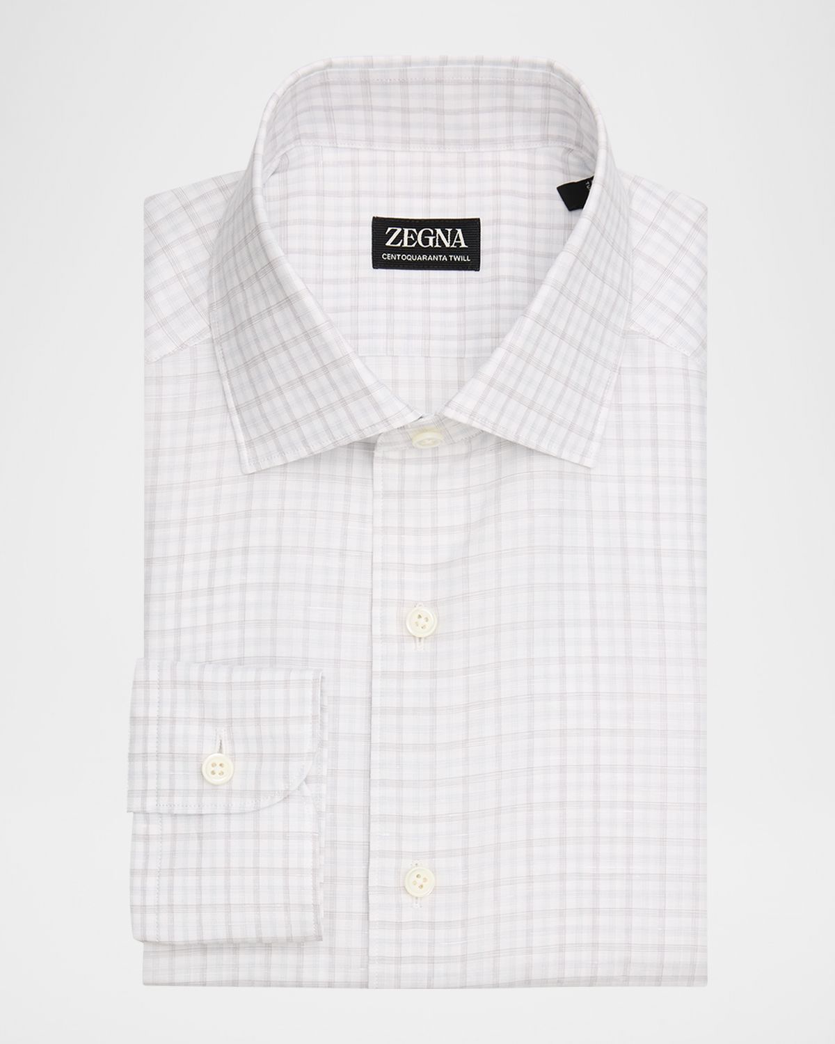 ZEGNA Men 's Plaid Cotton-Linen Shirt | Thumbnail 3