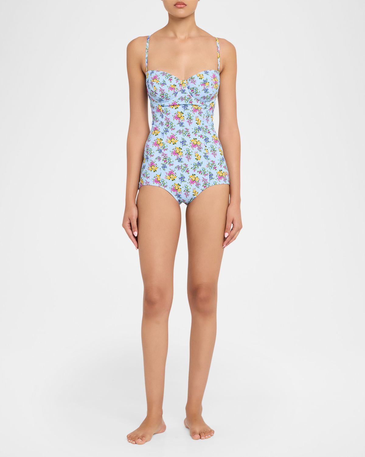 Dolce & Gabbana Floral Balconette One-Piece Swimsuit