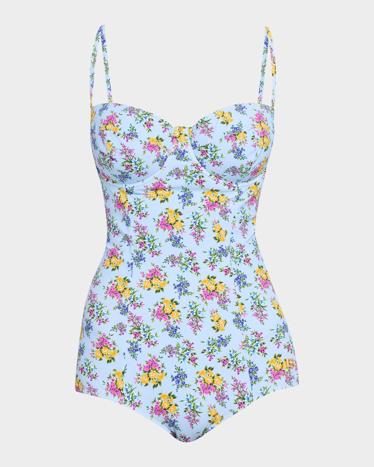 Dolce & Gabbana Floral Balconette One-Piece Swimsuit