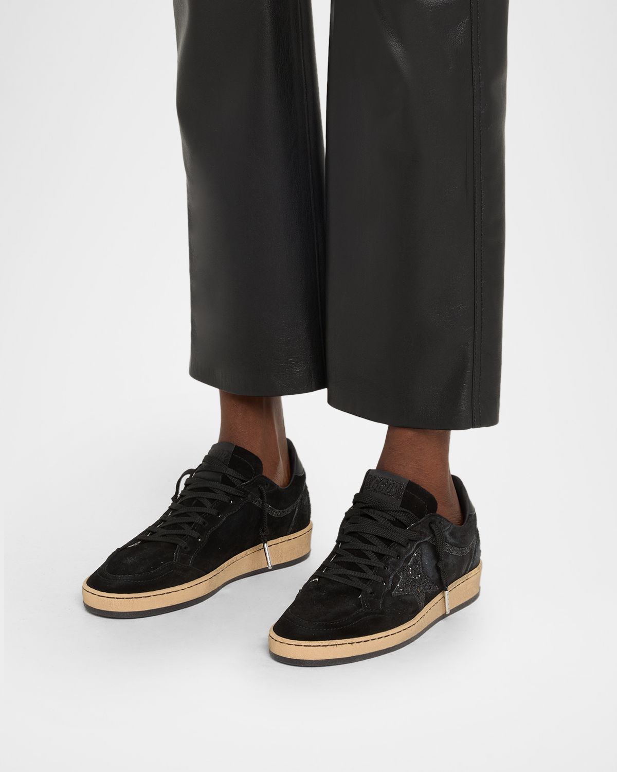 Golden Goose Ball Star Suede Glitter Low-Top Sneakers