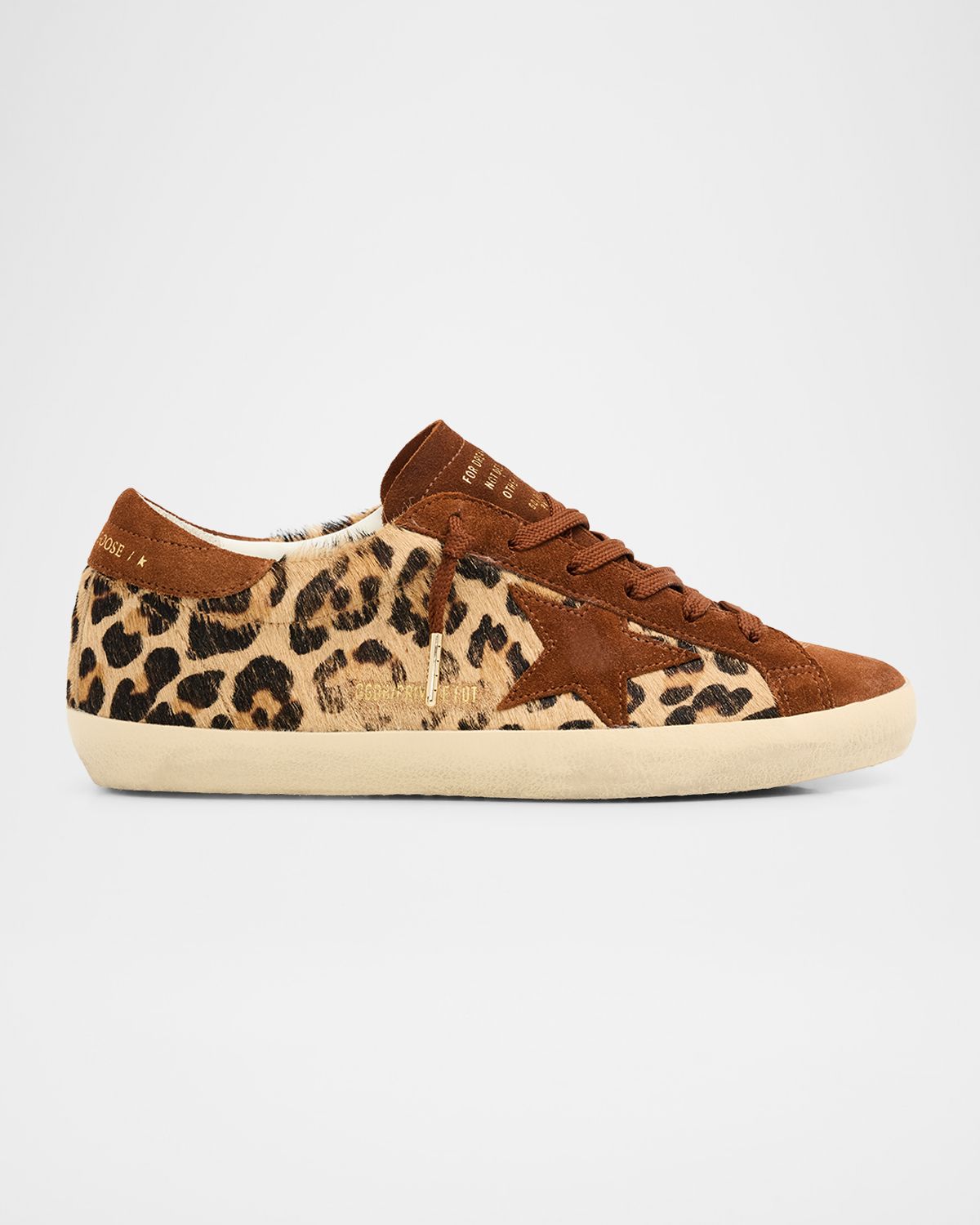 Golden Goose Ball Star Leopard Calf Hair and Suede Low-Top Sneakers