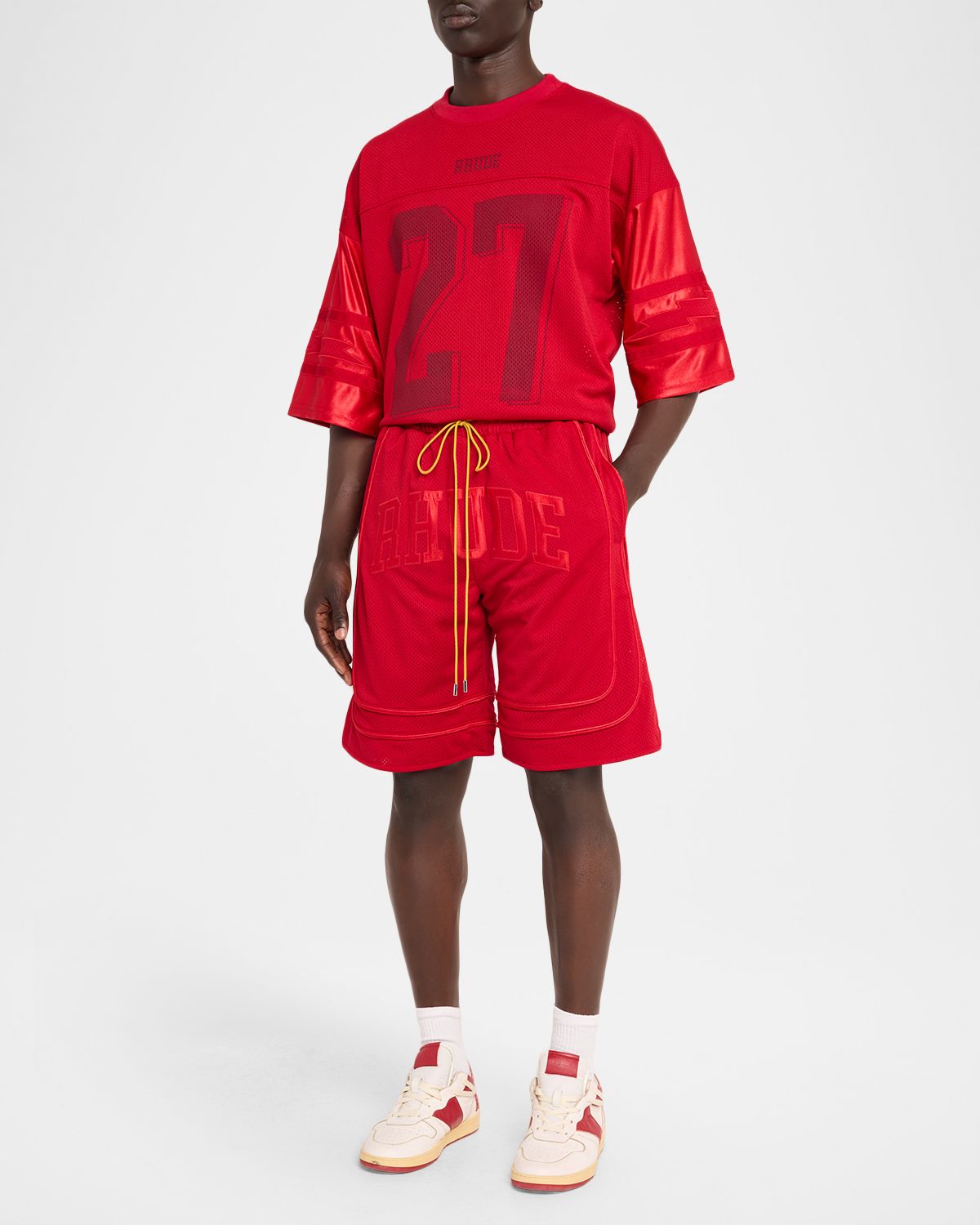 Rhude Men 's Baggy Mesh Drawstring Shorts