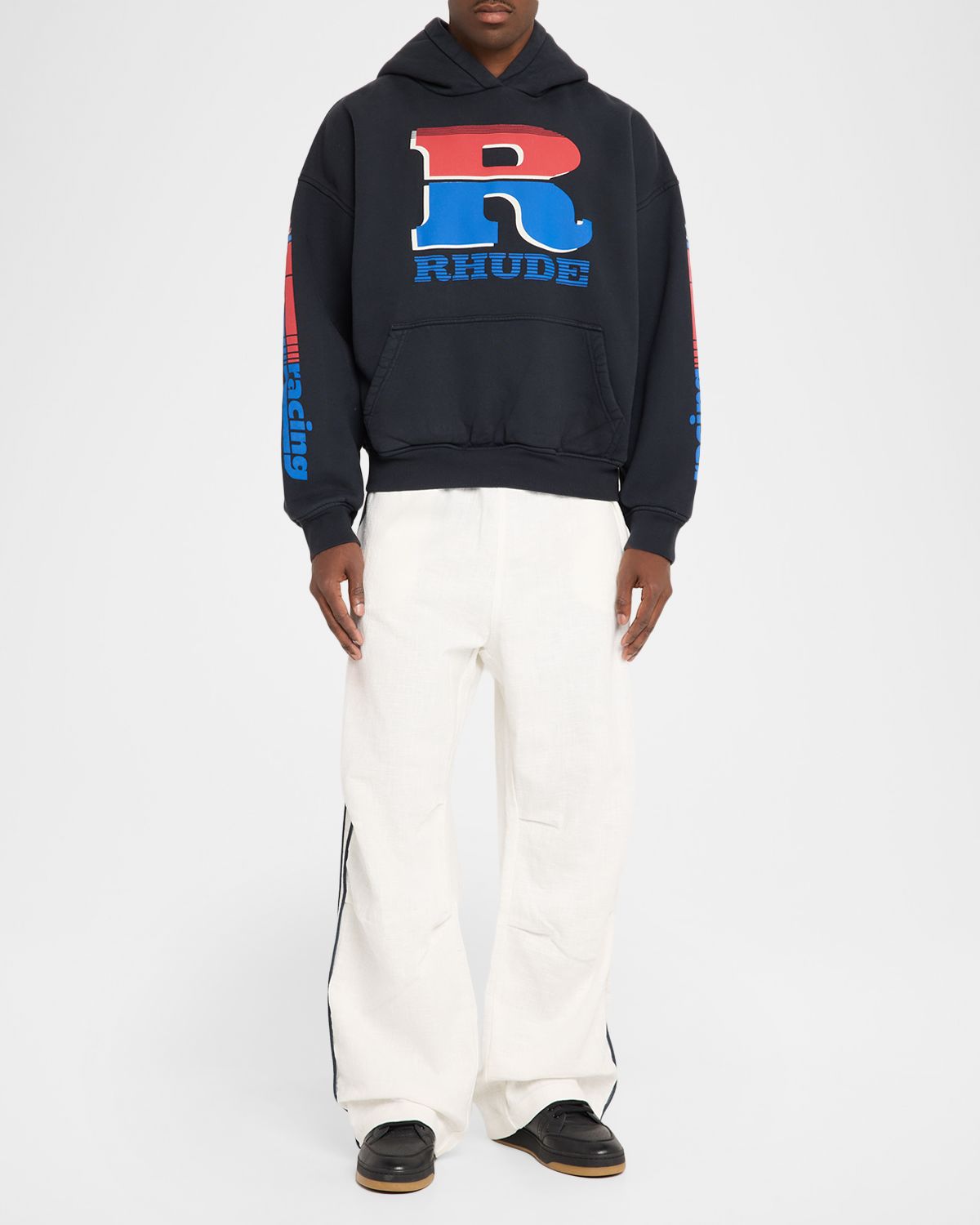 Rhude Men 's Racing Logo Cotton Hoodie