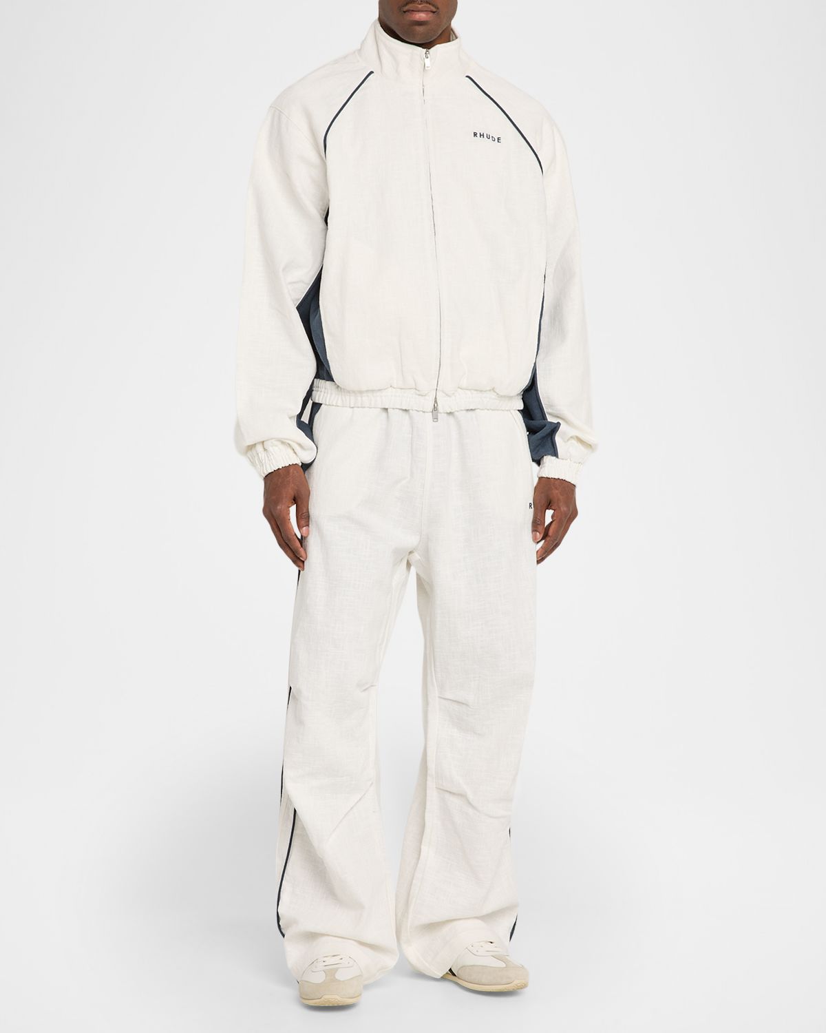 Rhude Men 's Ramona Contrast-Piping Linen Track Jacket