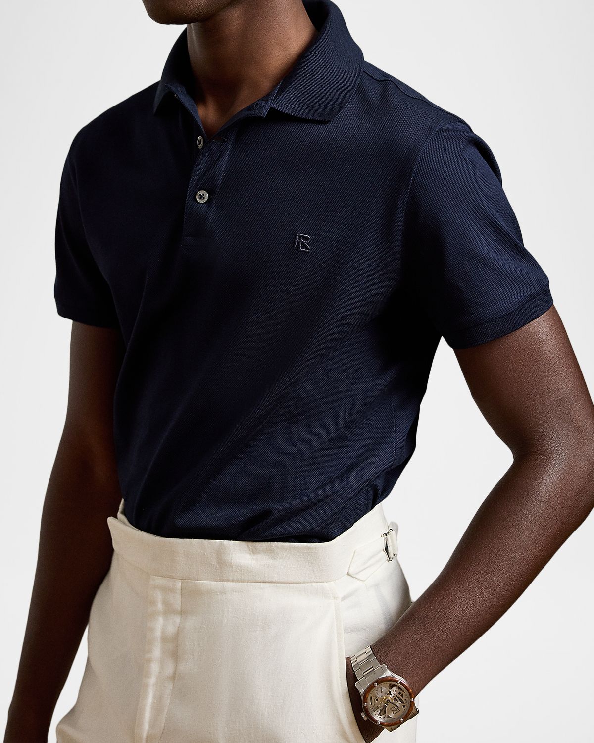 Ralph Lauren Purple Label Men 's Embroidered-RL Cotton Piqué Polo Shirt | Thumbnail 5