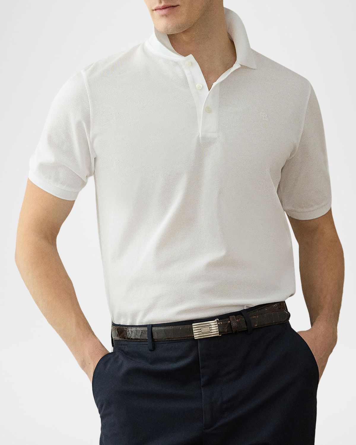 Ralph Lauren Purple Label Men 's Embroidered-RL Cotton Piqué Polo Shirt | Thumbnail 4