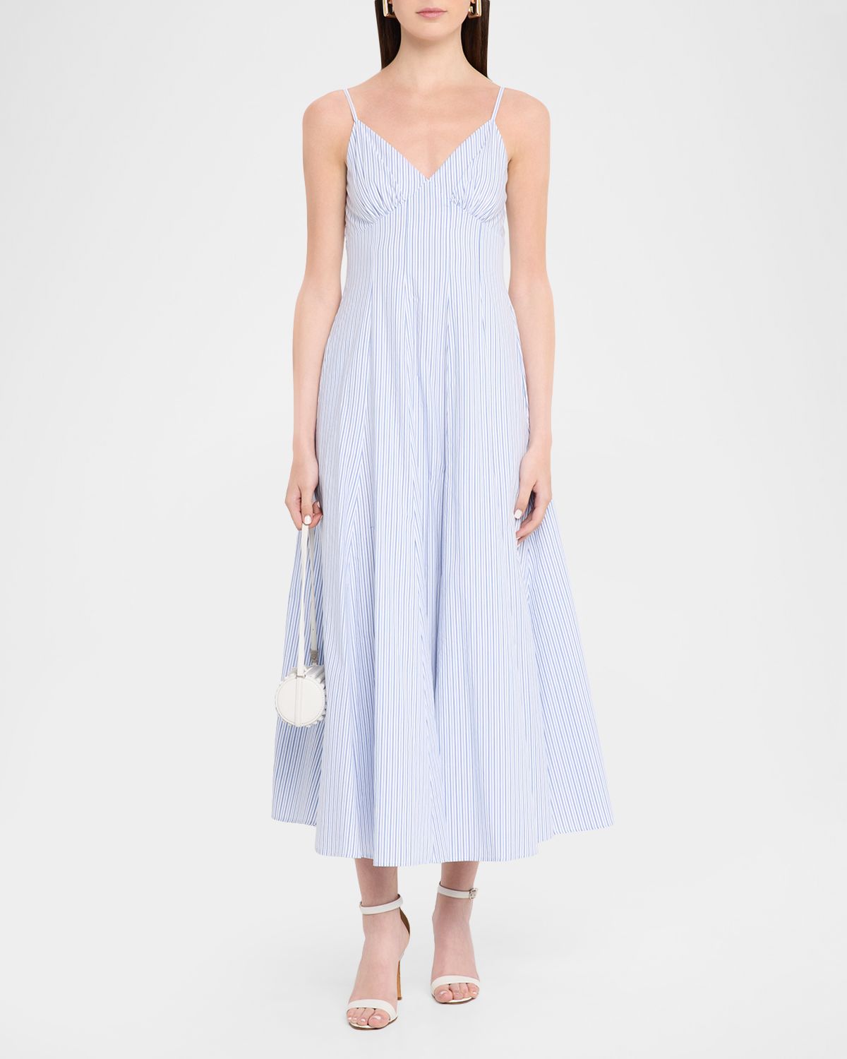 Rosie Assoulin Striped Cotton Poplin Cami Maxi Dress