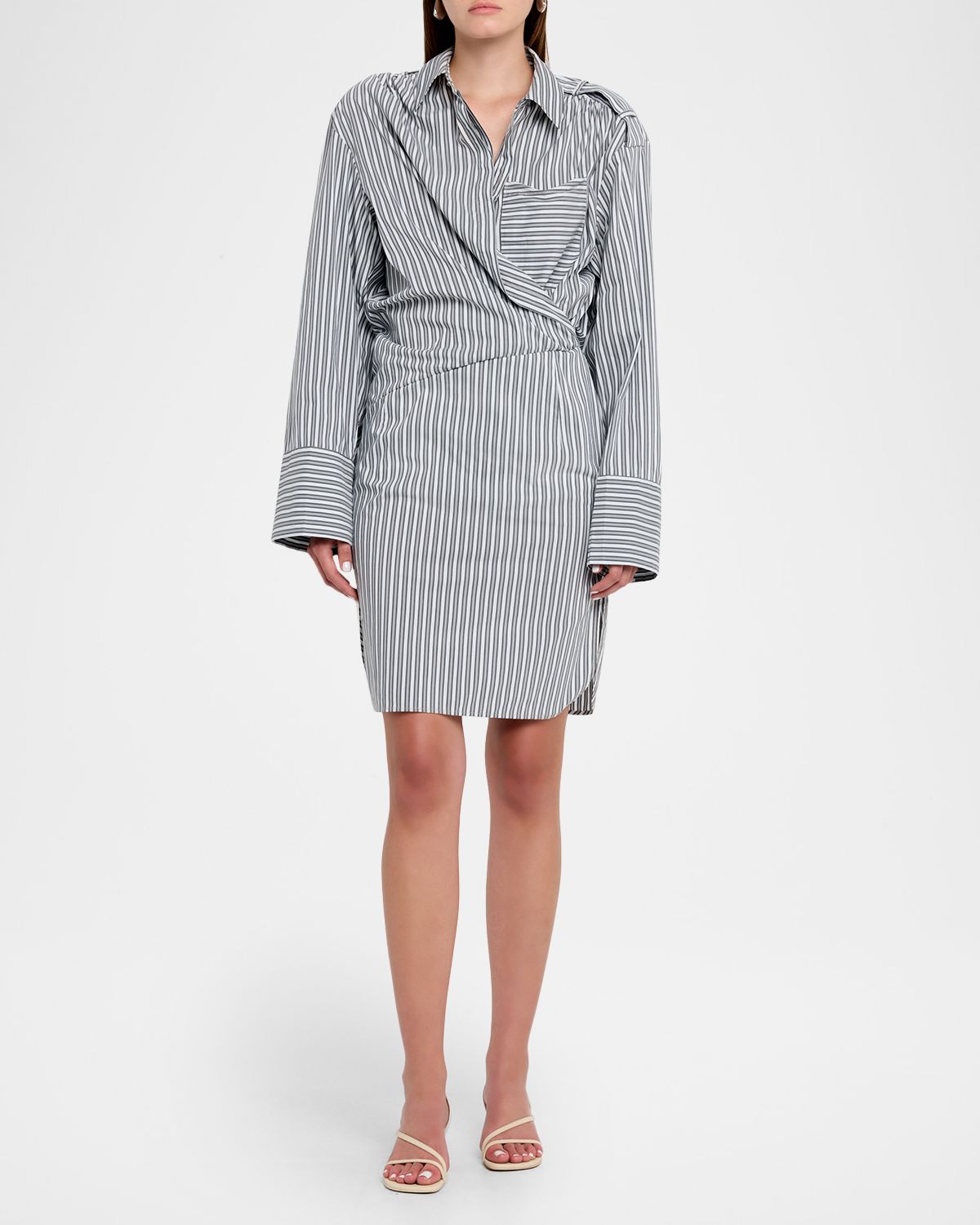 Iro Lazul Pinstripe Wrap Shirtdress