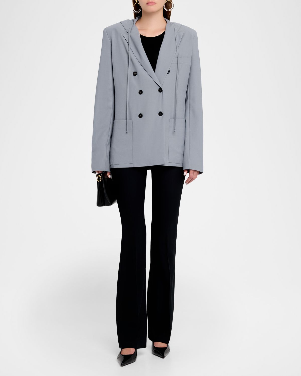 Iro Alula Double-Breasted Hooded Blazer