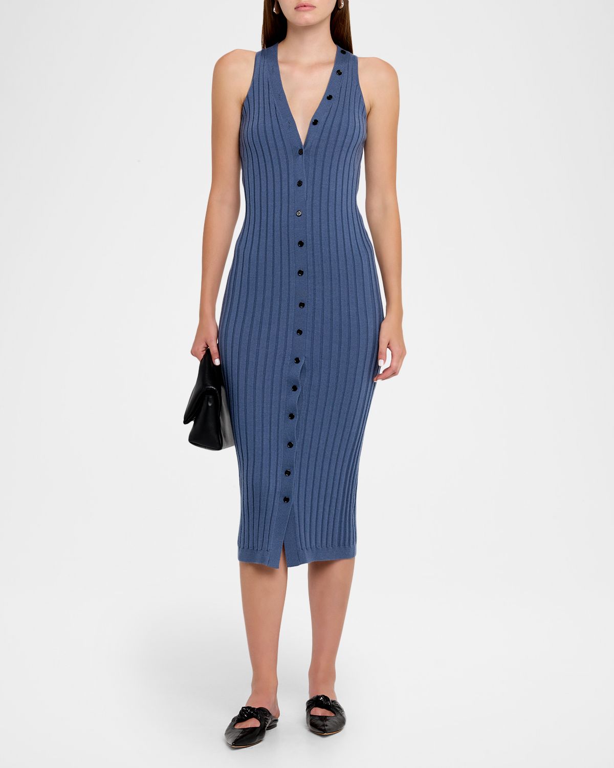 Iro Lyliane Buttoned Rib Wool Midi Dress