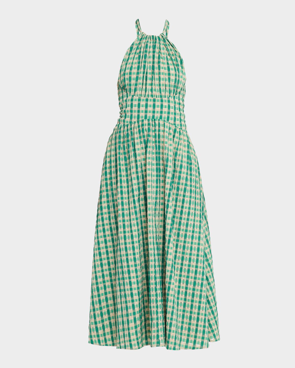 Rosie Assoulin Halter In The Name of Love Seersucker Midi Dress