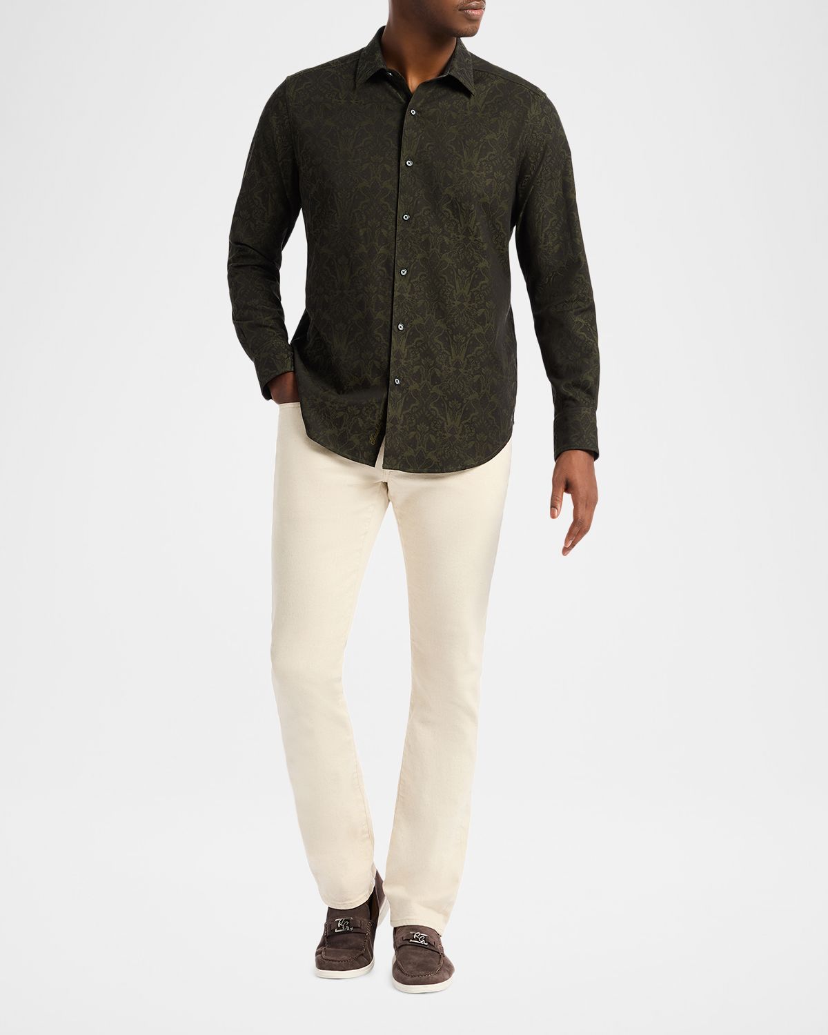 Robert Graham Men 's Damask Classic Fit Button-Down Shirt | Thumbnail 6 Robert Graham Men 's Damask Classic Fit Button-Down Shirt | Thumbnail 6