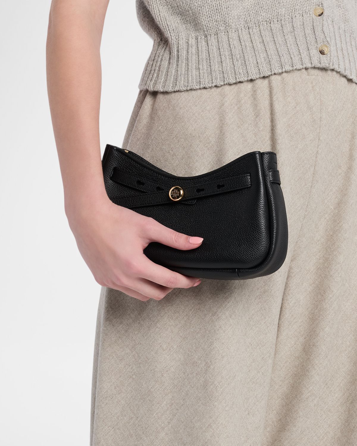 Tory Burch Romy Pebbled Leather Shoulder Bag