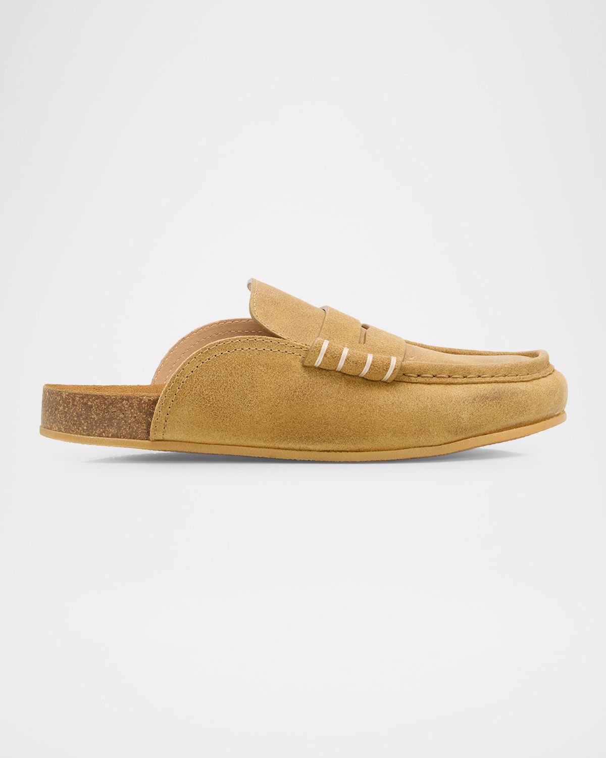 JW Anderson Men 's Stitch Suede Penny Loafer Slides