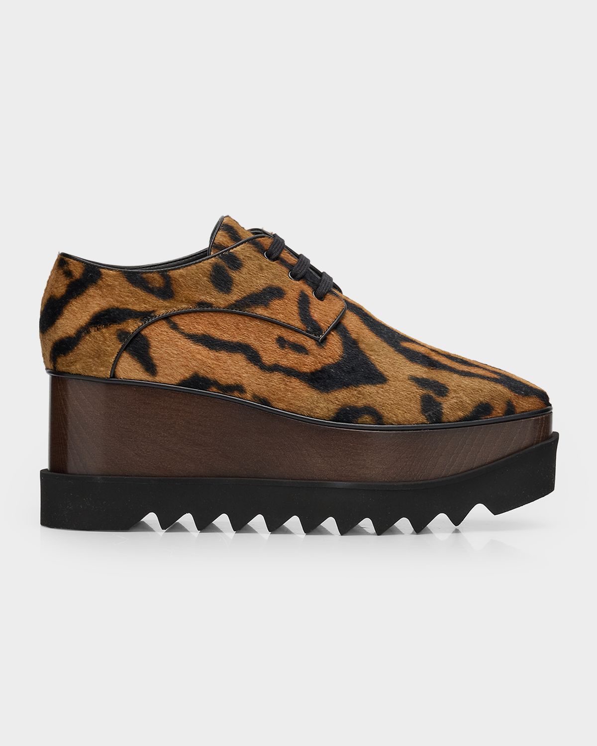 Stella McCartney Sneak-Elyse Ocelot Velvet Toothed-Sole Platform Sneakers