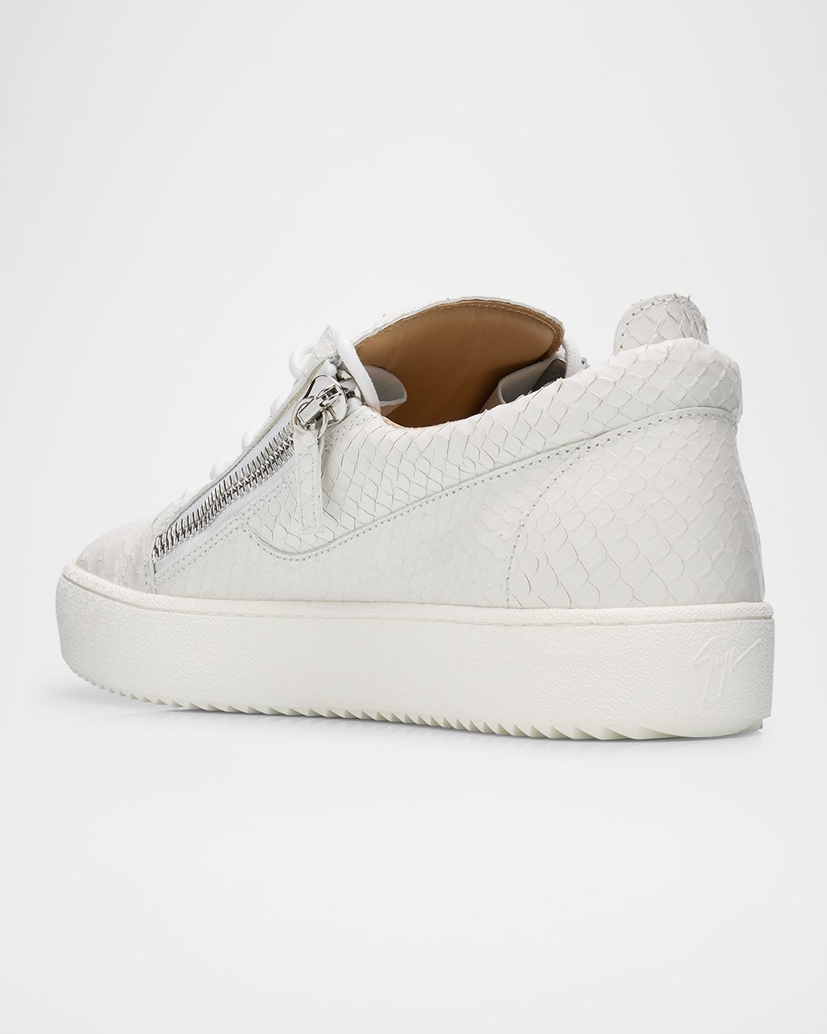 Giuseppe Zanotti Men 's Frankie Snake-Effect Leather Double-Zip Sneakers | Thumbnail 4