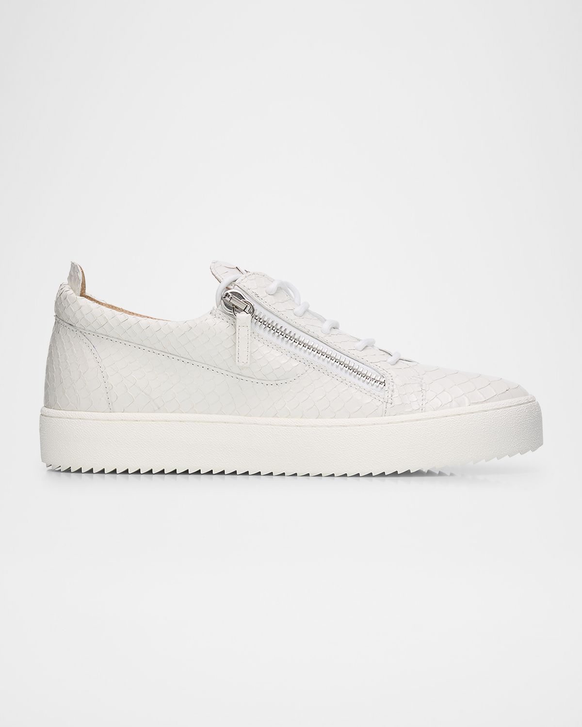 Giuseppe Zanotti Men 's Frankie Snake-Effect Leather Double-Zip Sneakers