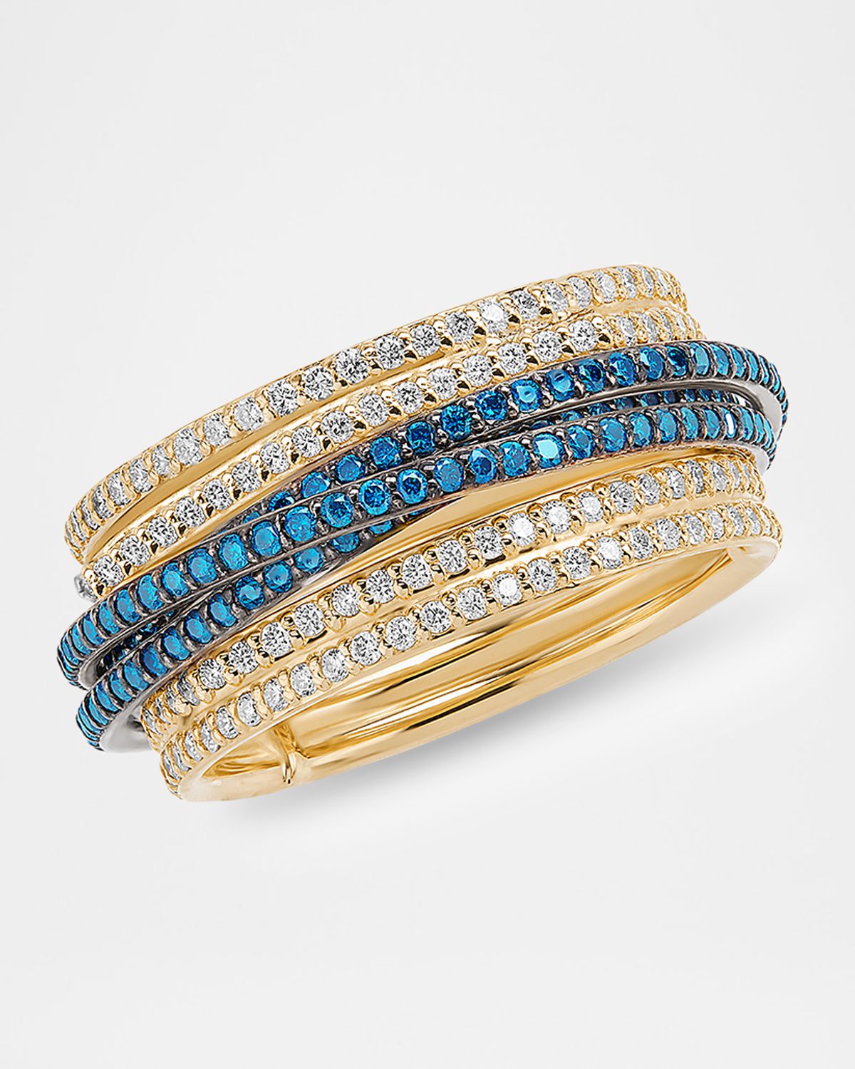 LANA Denim Blue and White Diamond Kinetic Ring, Size 6