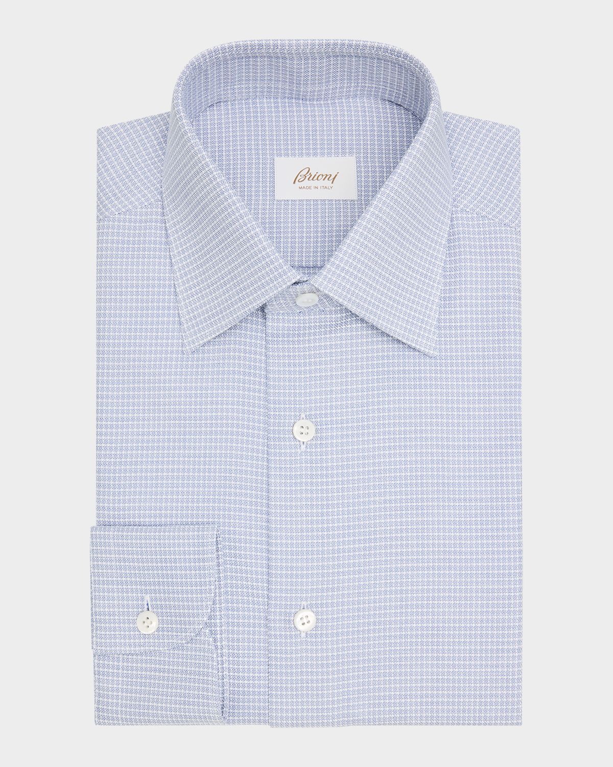 Brioni Men 's Cotton Textured-Check Point Collar Dress Shirt | Thumbnail 3 Brioni Men 's Cotton Textured-Check Point Collar Dress Shirt | Thumbnail 3