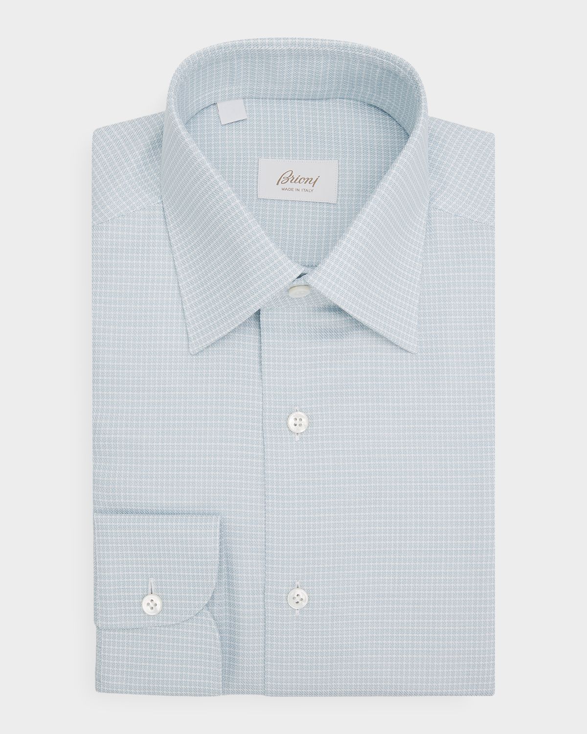 Brioni Men 's Cotton Textured-Check Point Collar Dress Shirt | Thumbnail 3 Brioni Men 's Cotton Textured-Check Point Collar Dress Shirt | Thumbnail 3
