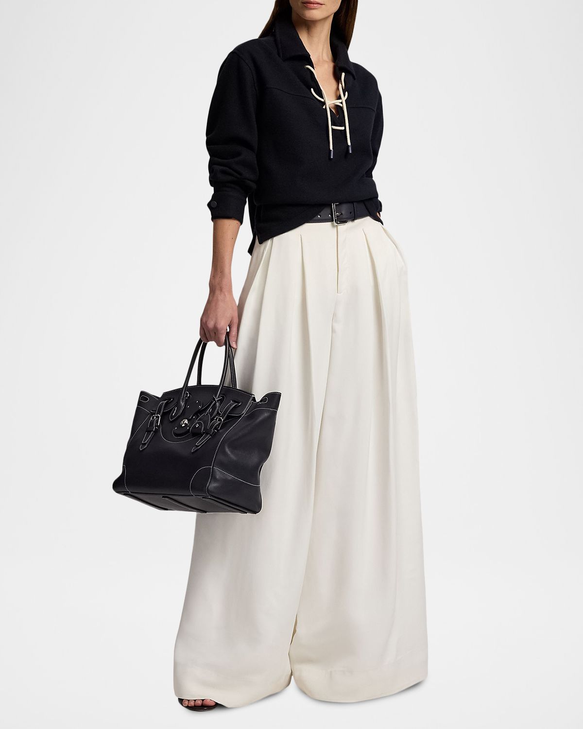 Ralph Lauren Collection Greer Cady Pleated Wide-Leg Pants