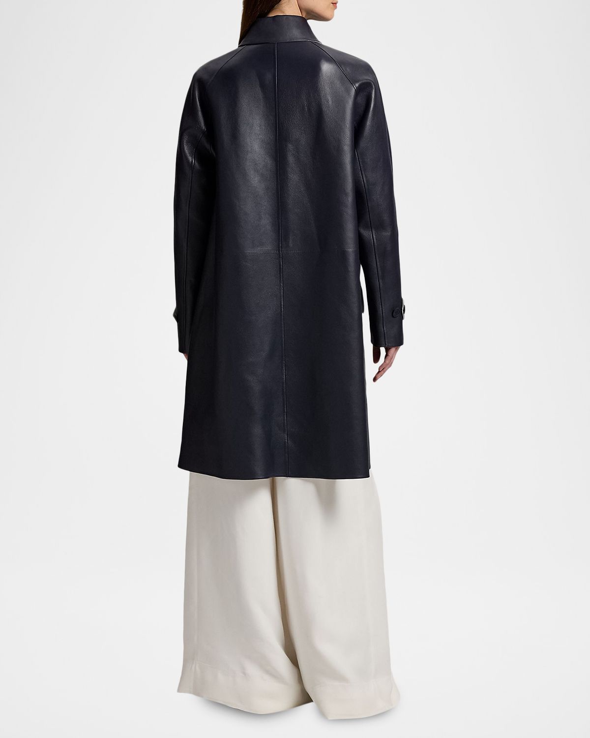 Ralph Lauren Collection Ottis Leather Single-Breasted Trench Coat