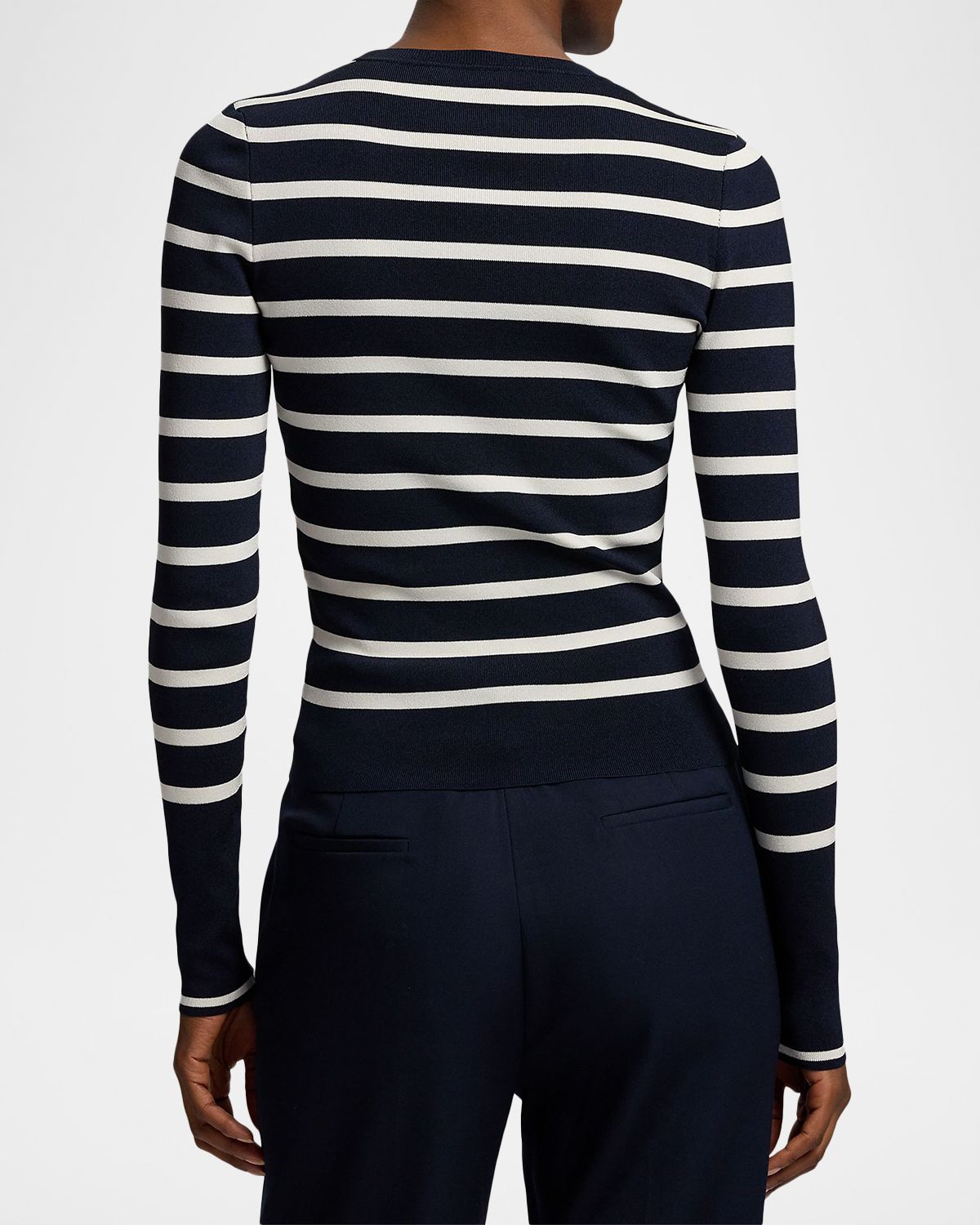 Ralph Lauren Collection Striped Silk-Blend Crewneck Sweater