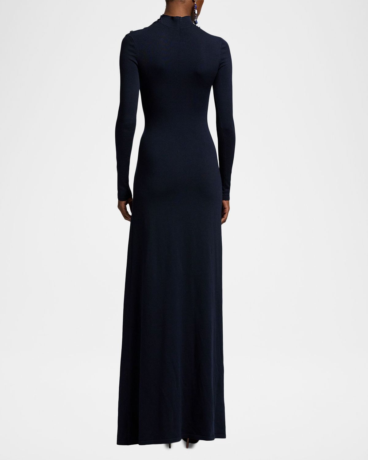 Ralph Lauren Collection Lorina Long-Sleeve Stretch Silk Jersey Maxi Day Dress