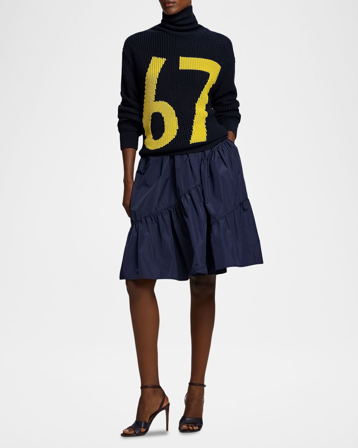 Ralph Lauren Collection Kyle Featherweight Taffeta Midi Skirt