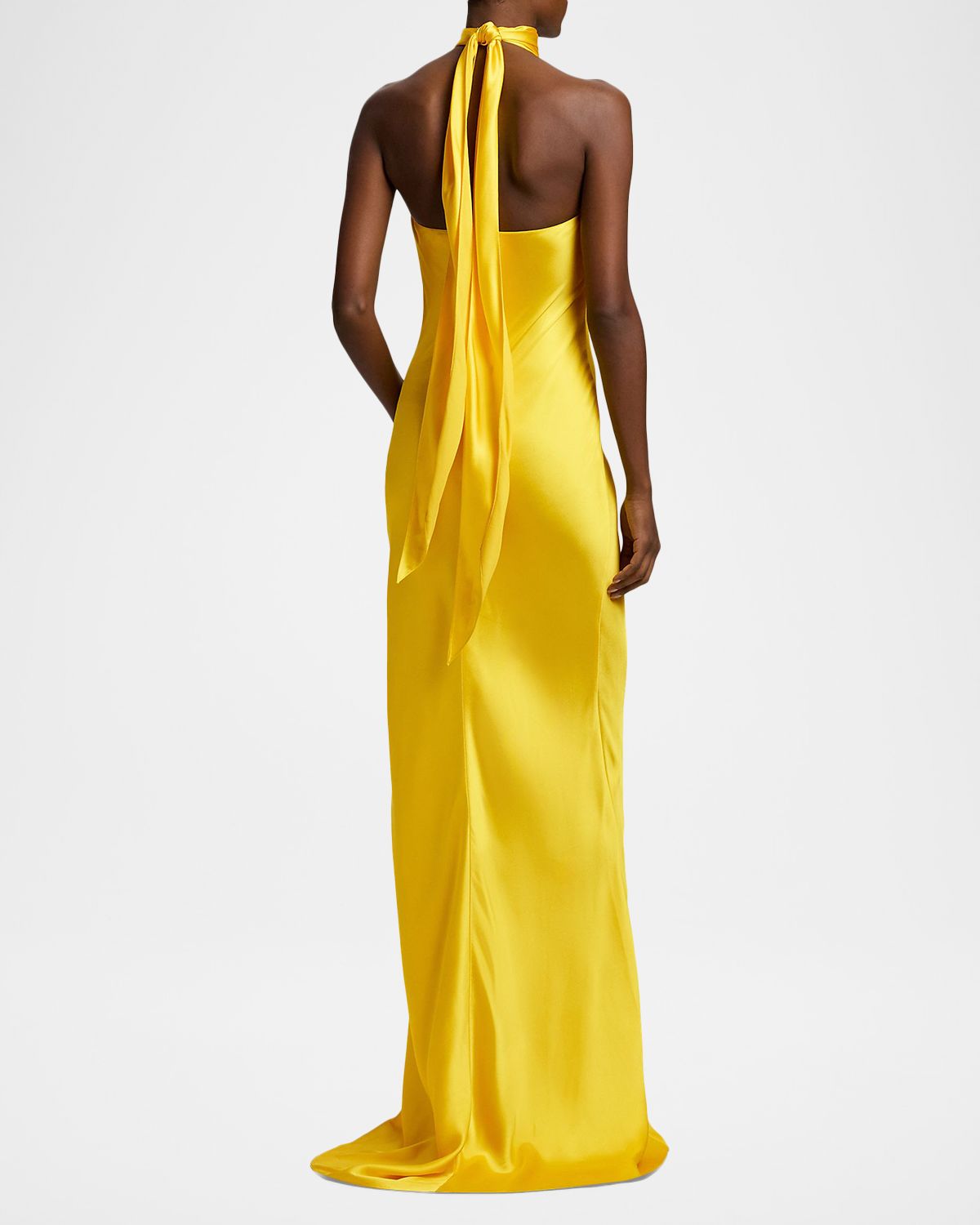 Ralph Lauren Collection Chilton Halter Stretch Satin Evening Dress