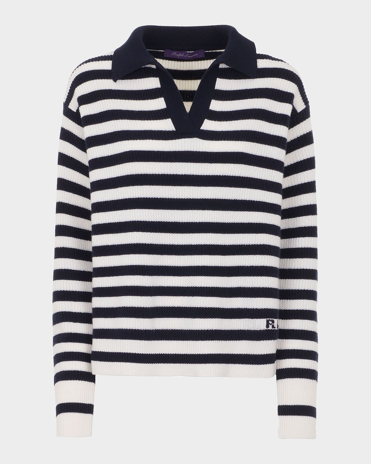 Ralph Lauren Collection Striped Cashmere Polo Sweater