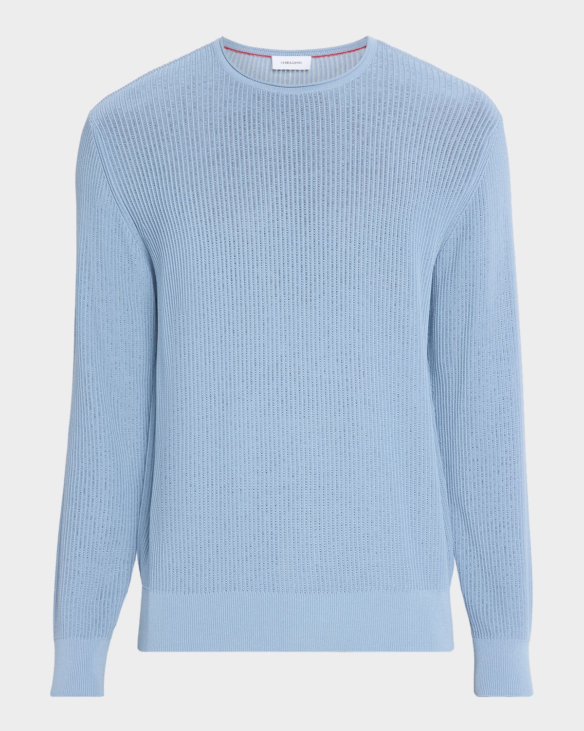 Ferragamo Men 's Viscose and Cotton Rib Round-Neck Sweater