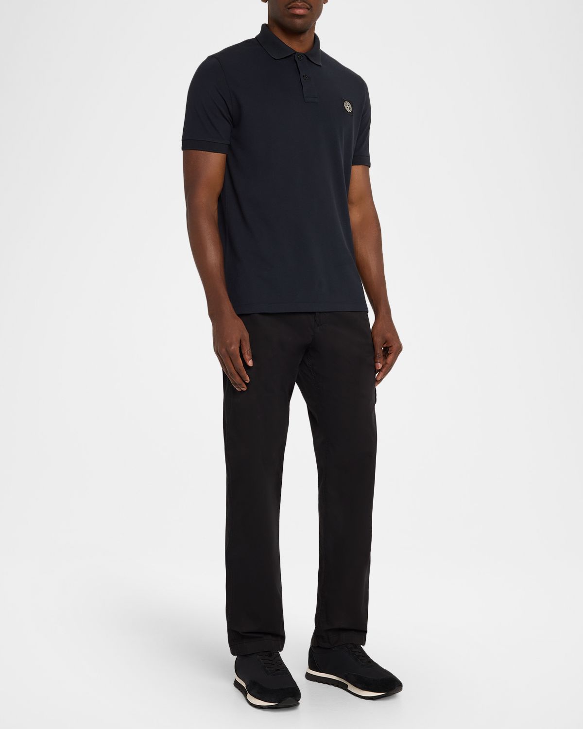 Stone Island Men 's Cotton-Stretch Compass Badge Polo Shirt