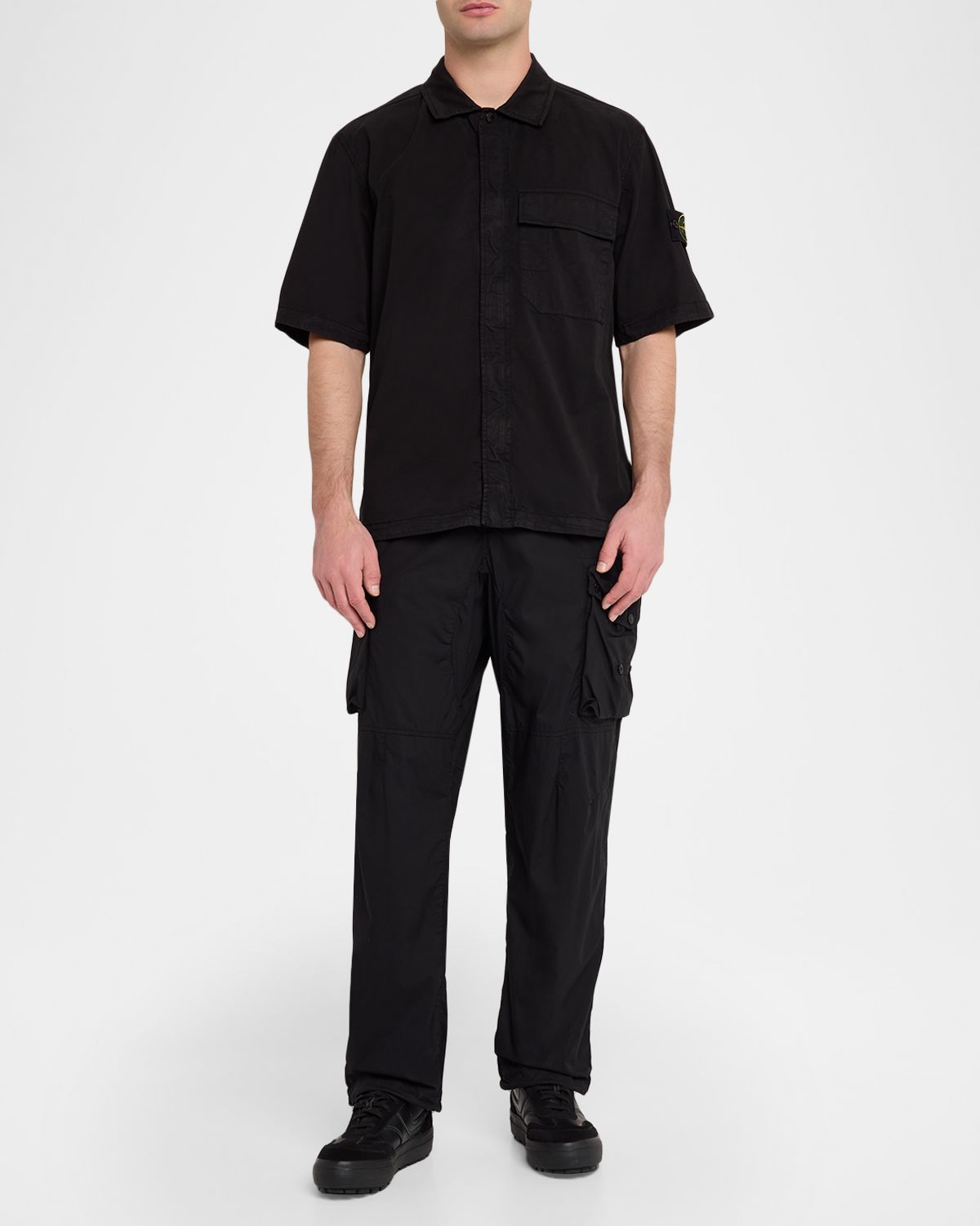 Stone Island en 's Stretch Cotton Zip-Front Utility Shirt