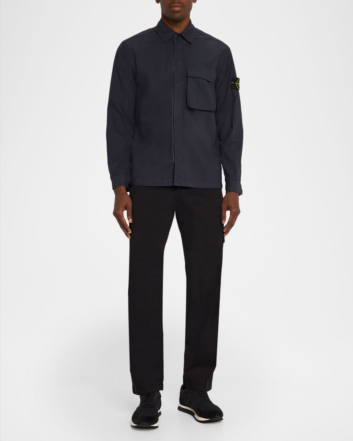 Stone Island Men 's Cotton Concealed Snap-Front Shirt