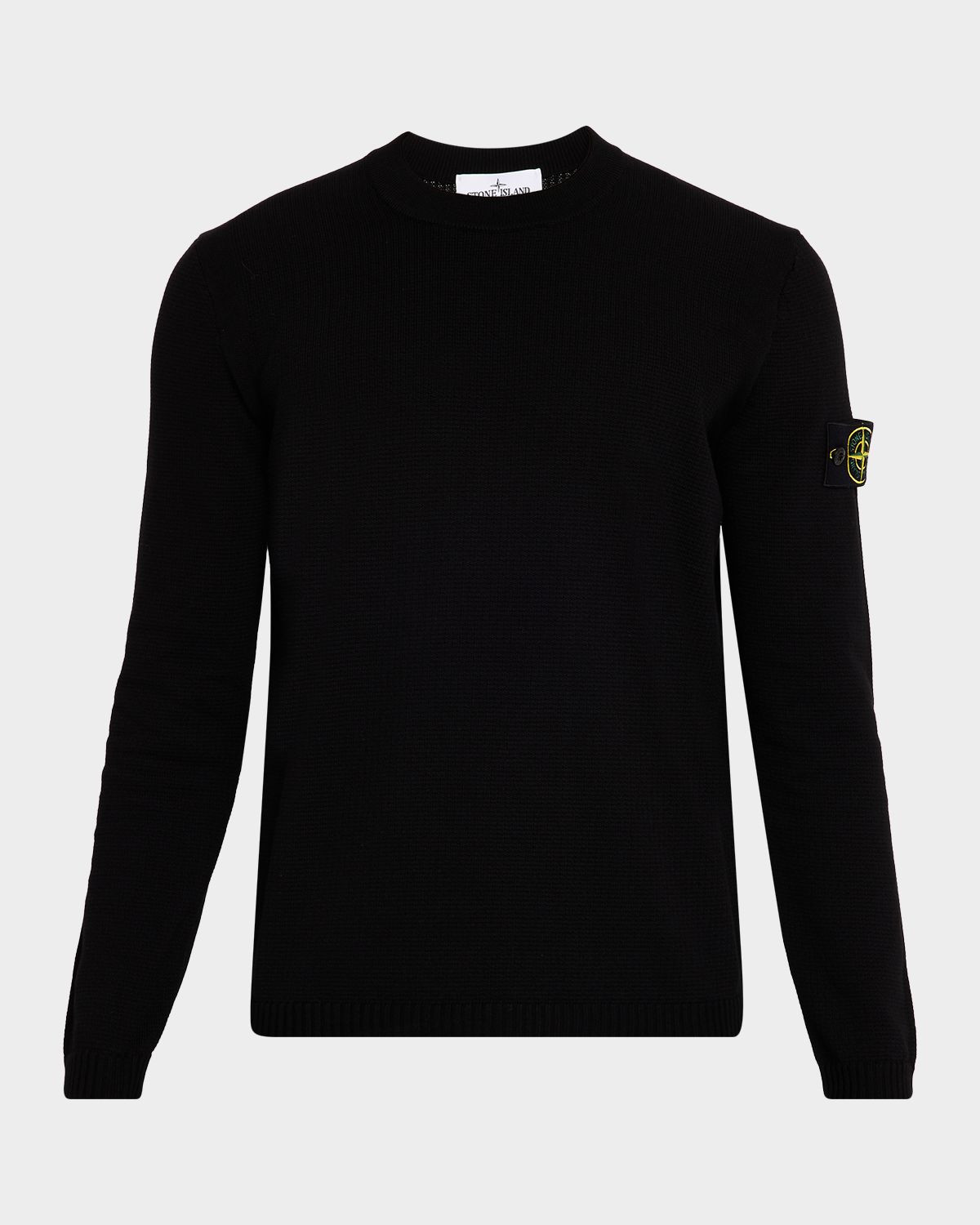 Stone Island Men 's Cotton Crewneck Sweater with Logo Badge