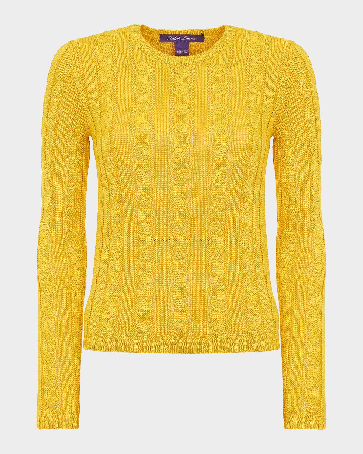 Ralph Lauren Collection Cable-Knit Silk Crewneck Sweater