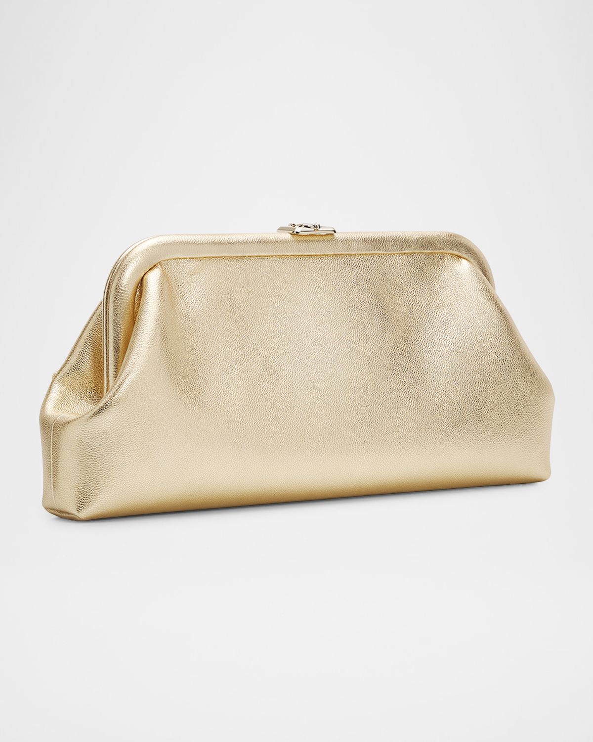 Jimmy Choo Skylar Floral Applique Metallic Leather Clutch Bag