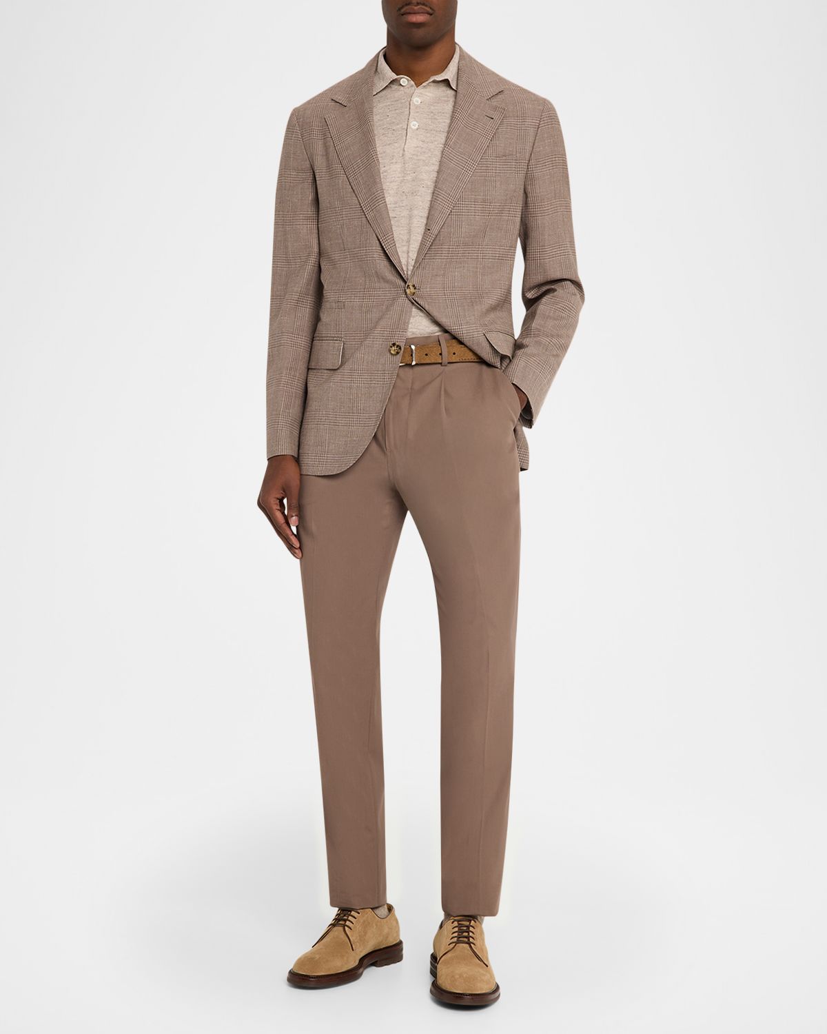 Brunello Cucinelli Men 's Linen and Cotton Heathered Polo Shirt | Thumbnail 5 Brunello Cucinelli Men 's Linen and Cotton Heathered Polo Shirt | Thumbnail 5