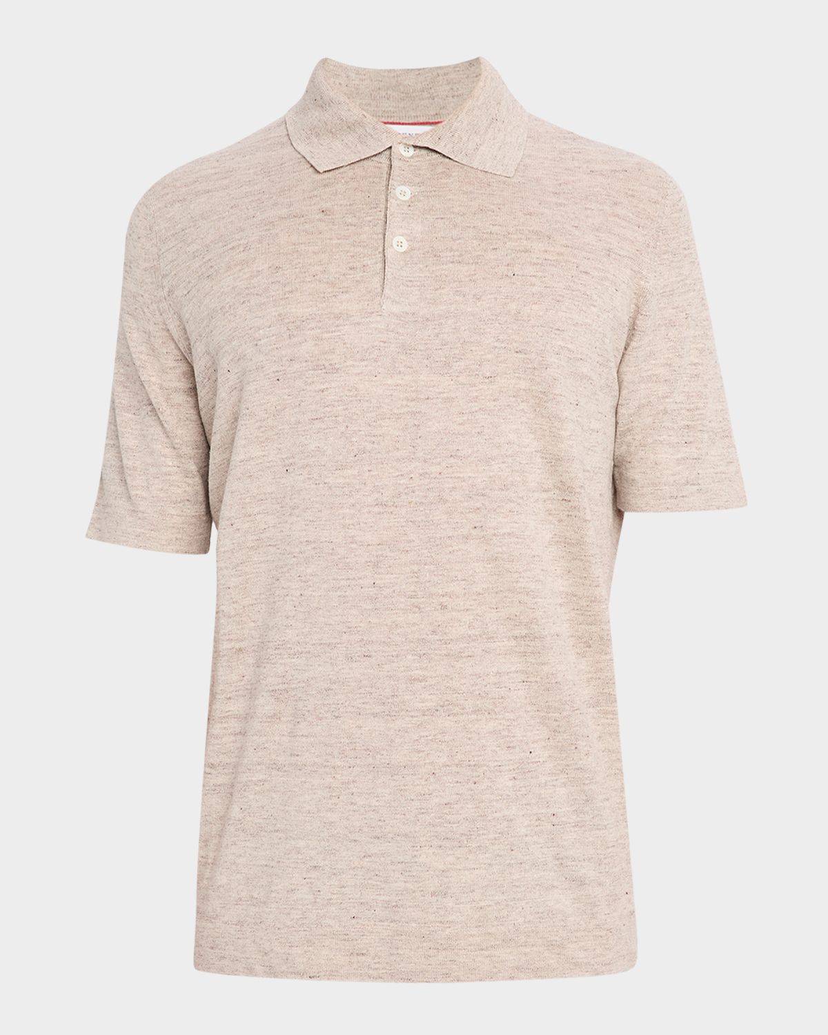 Brunello Cucinelli Men 's Linen and Cotton Heathered Polo Shirt | Thumbnail 6 Brunello Cucinelli Men 's Linen and Cotton Heathered Polo Shirt | Thumbnail 6