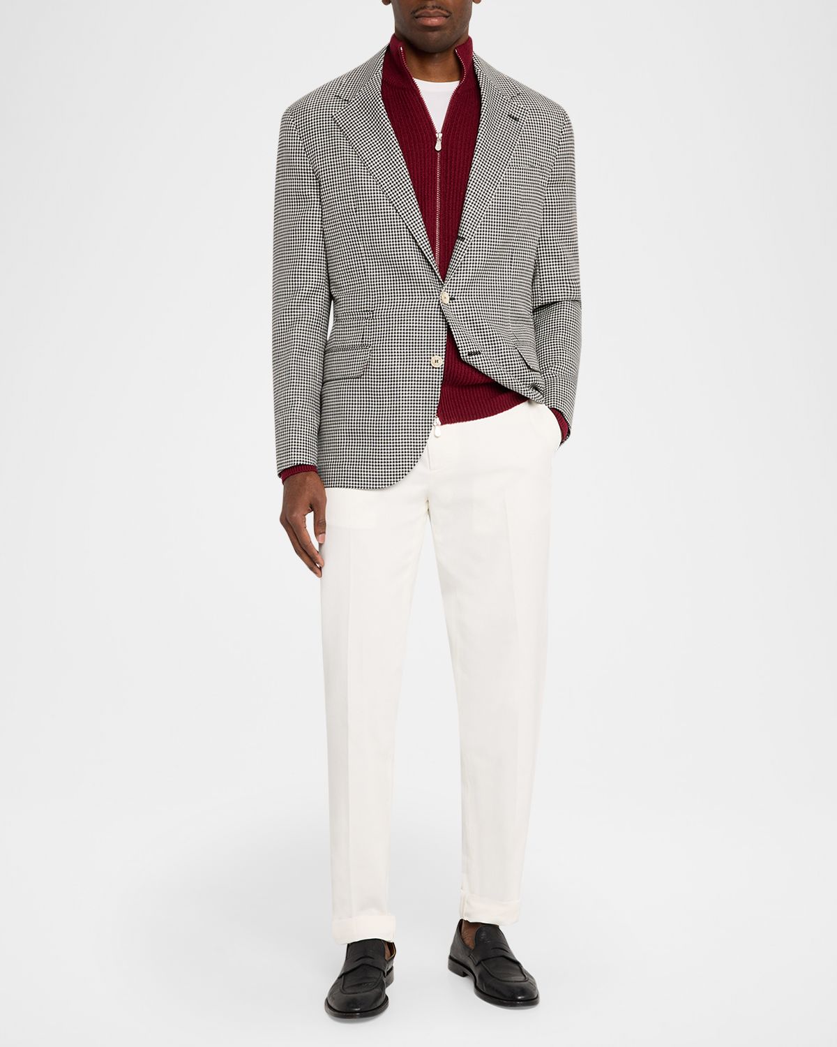 Brunello Cucinelli Men 's Wool, Silk and Linen Houndstooth Sport Coat | Thumbnail 8 Brunello Cucinelli Men 's Wool, Silk and Linen Houndstooth Sport Coat | Thumbnail 8