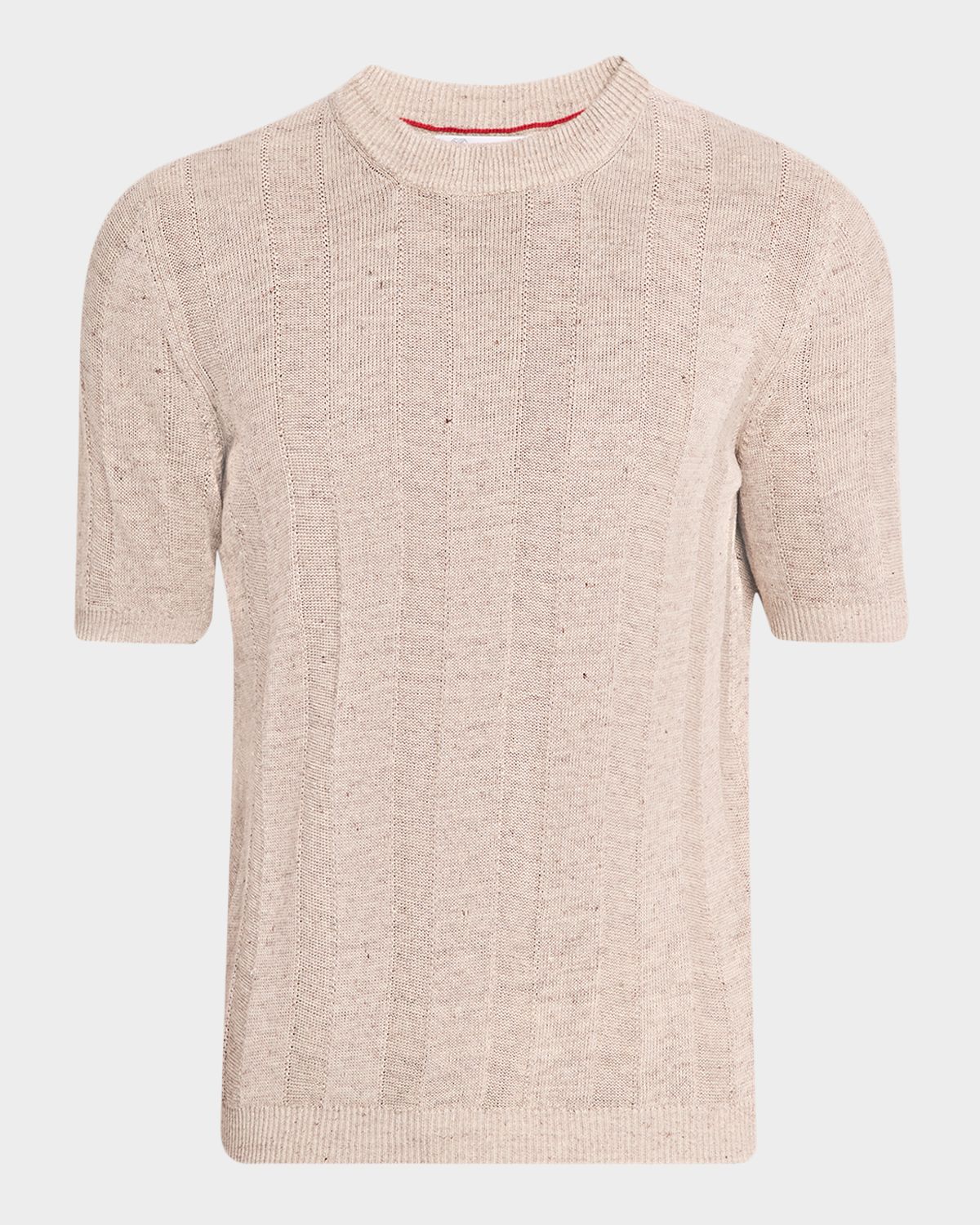Brunello Cucinelli Men 's Linen and Cotton Ribbed Short-Sleeve Sweater