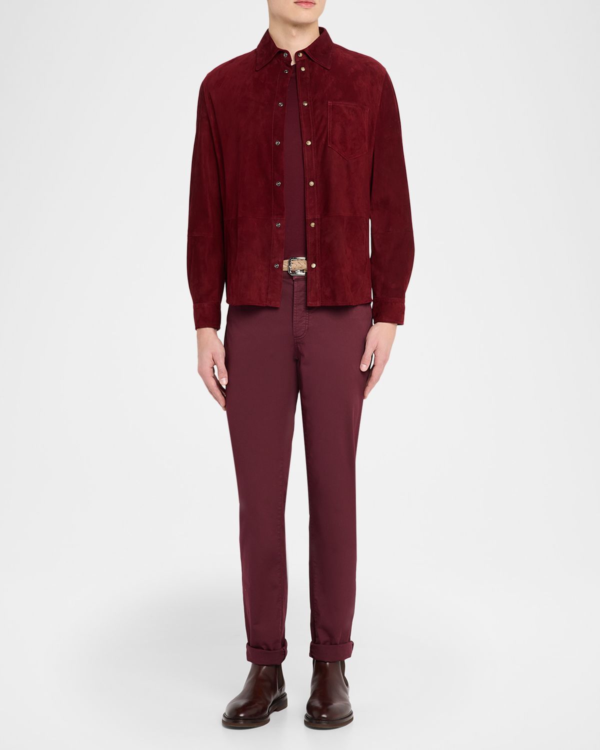 Brunello Cucinelli en 's Leather Snap-Front Shirt with Pocket | Thumbnail 5