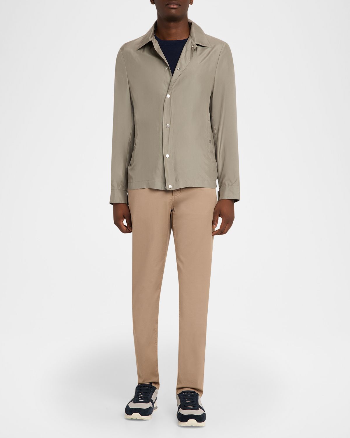 Brunello Cucinelli Men 's Silk Blend Snap-Front Shirt Jacket | Thumbnail 5 Brunello Cucinelli Men 's Silk Blend Snap-Front Shirt Jacket | Thumbnail 5