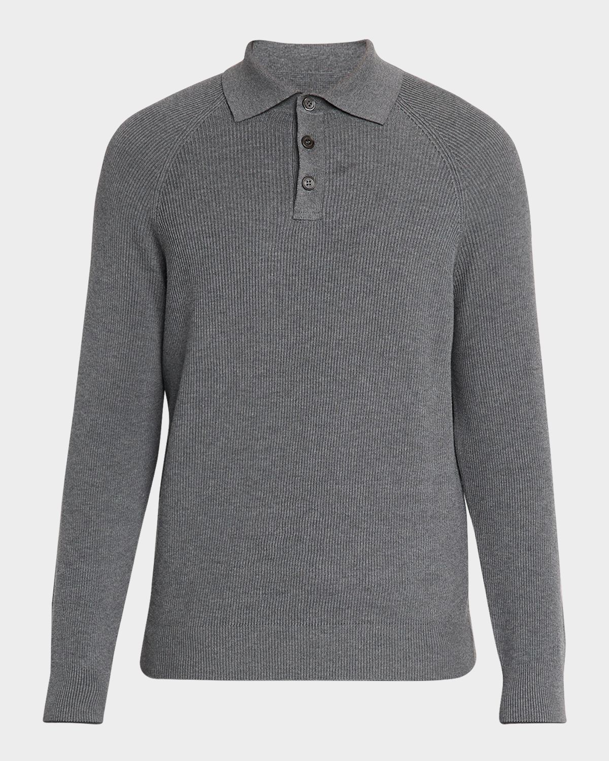 Brunello Cucinelli Men 's Cotton English Rib Knit Polo Sweater | Thumbnail 6 Brunello Cucinelli Men 's Cotton English Rib Knit Polo Sweater | Thumbnail 6