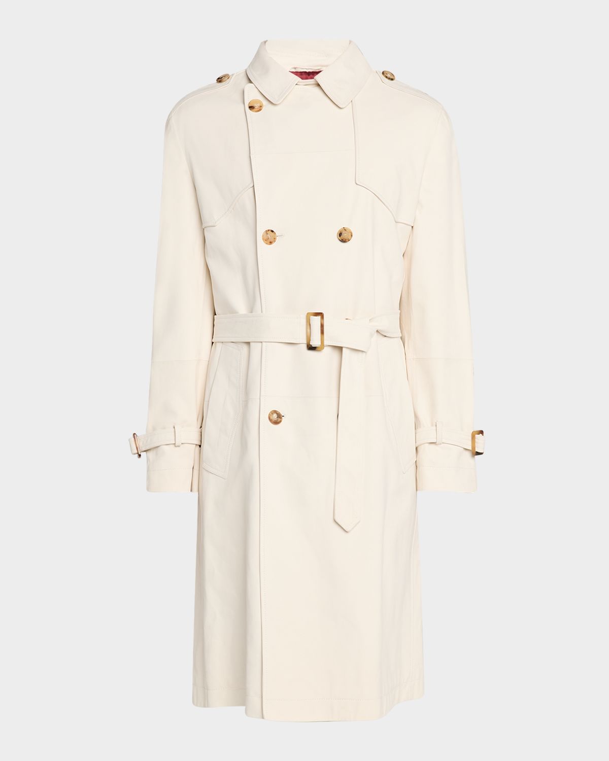 Brunello Cucinelli en 's Belted Leather Double-Breasted Trench Coat