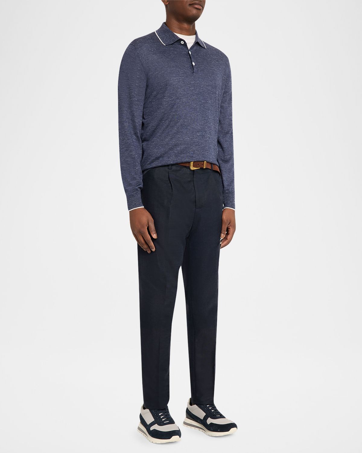 Brunello Cucinelli Men 's Cashmere Tipped-Collar Polo Sweater | Thumbnail 5 Brunello Cucinelli Men 's Cashmere Tipped-Collar Polo Sweater | Thumbnail 5